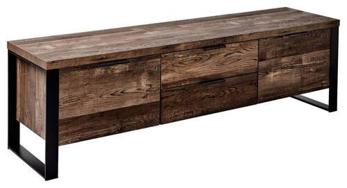 TV-ELEMENT - Eichefarben/Schwarz, Design, Holzwerkstoff/Metall (152,4/45/39,5cm)
