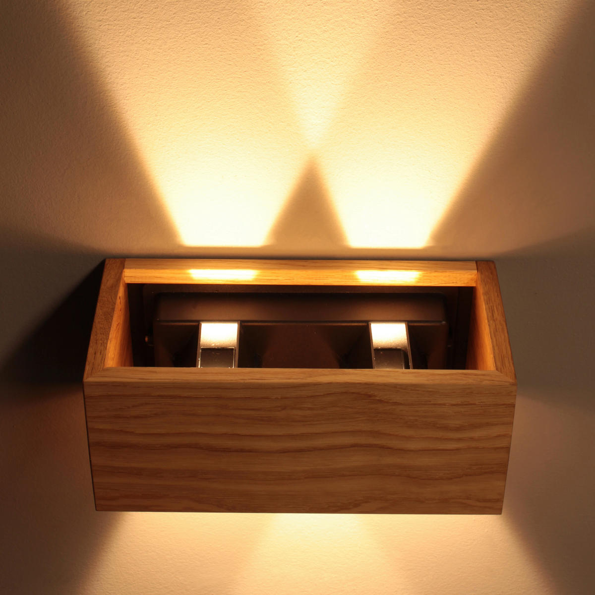 LED-WANDLEUCHTE Shine-Wood 23/23/10 cm   - Schwarz, Natur, Holz/Metall (23/23/10cm) - Fischer & Honsel
