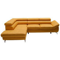 ECKSOFA in Echtleder Currygelb  - Currygelb/Silberfarben, Design, Leder/Metall (220/270cm) - Novel