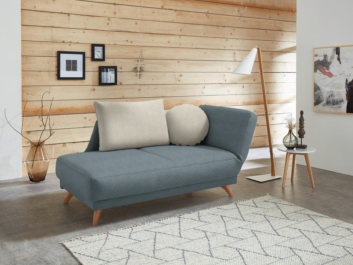 RÉCAMIERE in Flachgewebe Blau  - Blau/Beige, Design, Holz/Textil (205/87/94cm) - Bali