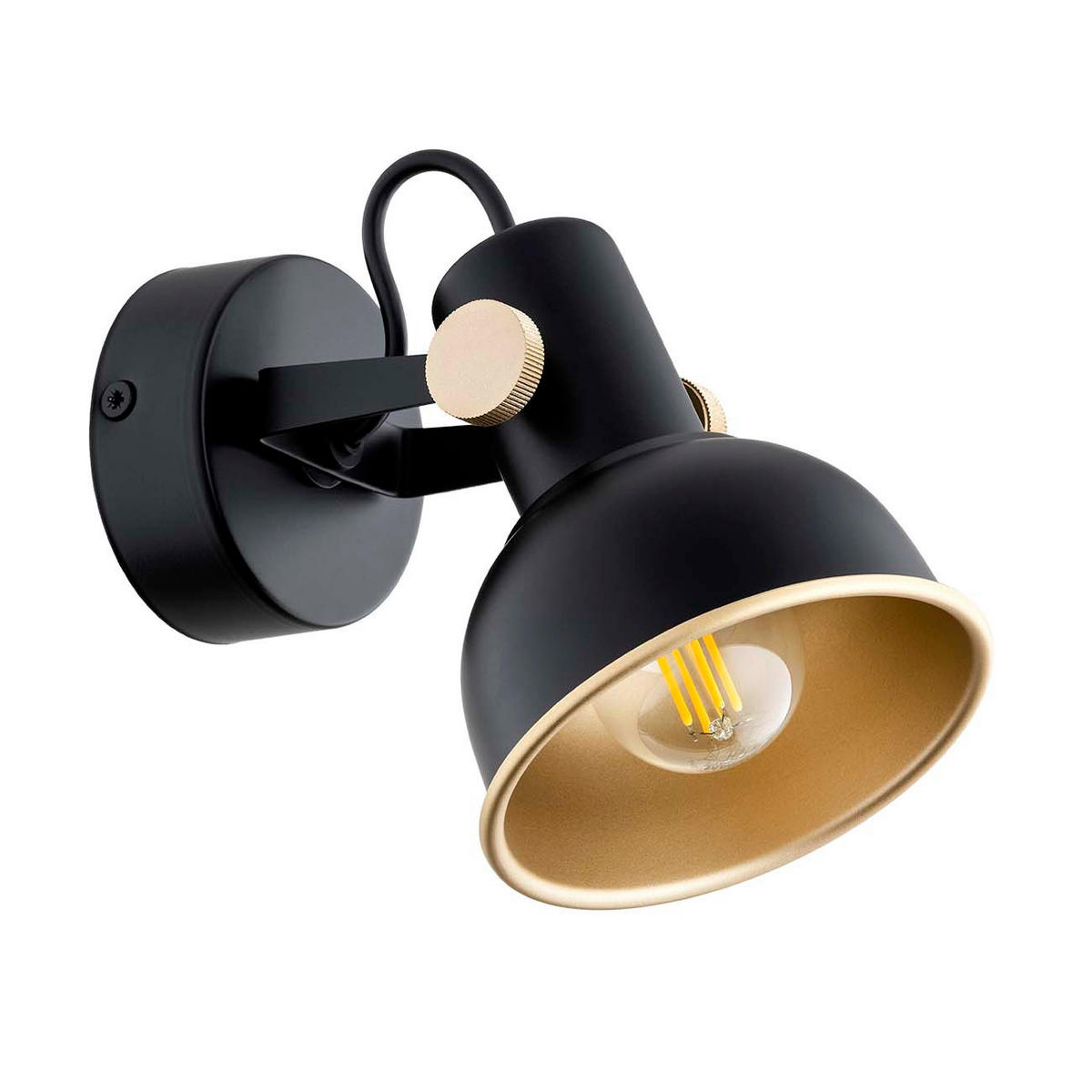 WANDLEUCHTE Argon Lenora 20/15/11 cm   - Goldfarben/Schwarz, KONVENTIONELL, Metall (20/15/11cm)