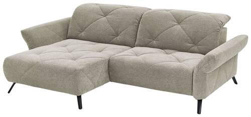 Thumbnail - Moderano Ecksofa, Hellgrau, Textil, 2-Sitzer, Ottomane links, L-Form, 262x173 cm, Lederauswahl, Stoffauswahl, Rücken ech...