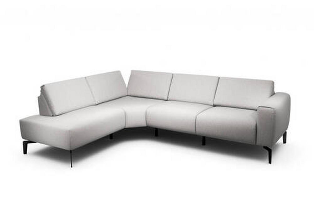 ECKSOFA in Chenille Hellgrau  193/256 cm  - Hellgrau/Schwarz, Design, Textil/Metall (193/256cm) - SENSOO