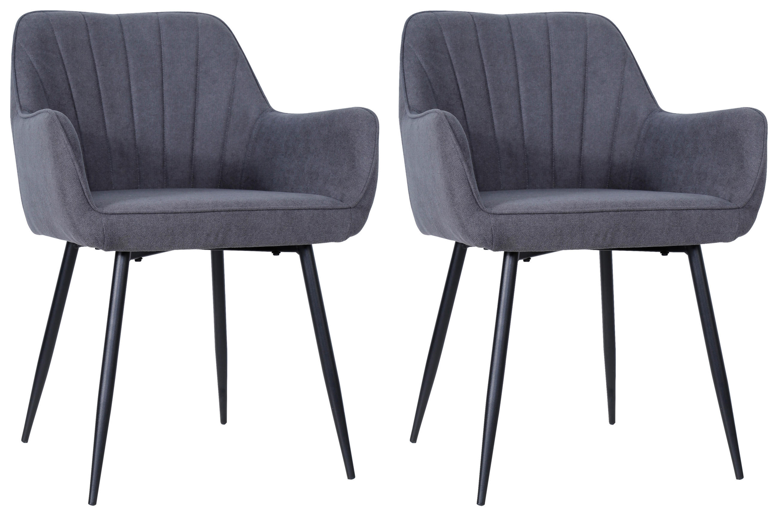 Armlehnstuhl Anna Schwarz/ Dunkelgrau Echtholz Beine