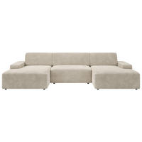 WOHNLANDSCHAFT Cord Creme  - Creme/Schwarz, Modern, Kunststoff/Textil (162/329/162cm) - Trendmanufaktur