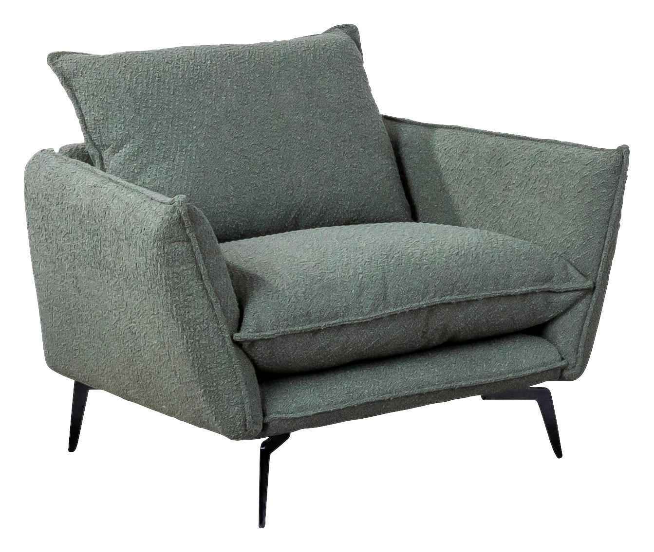 SESSEL in Webstoff Olivgrün  - Schwarz/Olivgrün, Design, Textil/Metall (96/84/90cm) - Hom`in