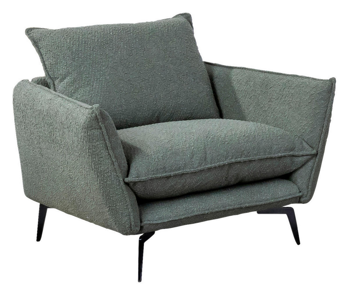 SESSEL in Webstoff Olivgrün  - Schwarz/Olivgrün, Design, Textil/Metall (96/84/90cm) - Hom`in