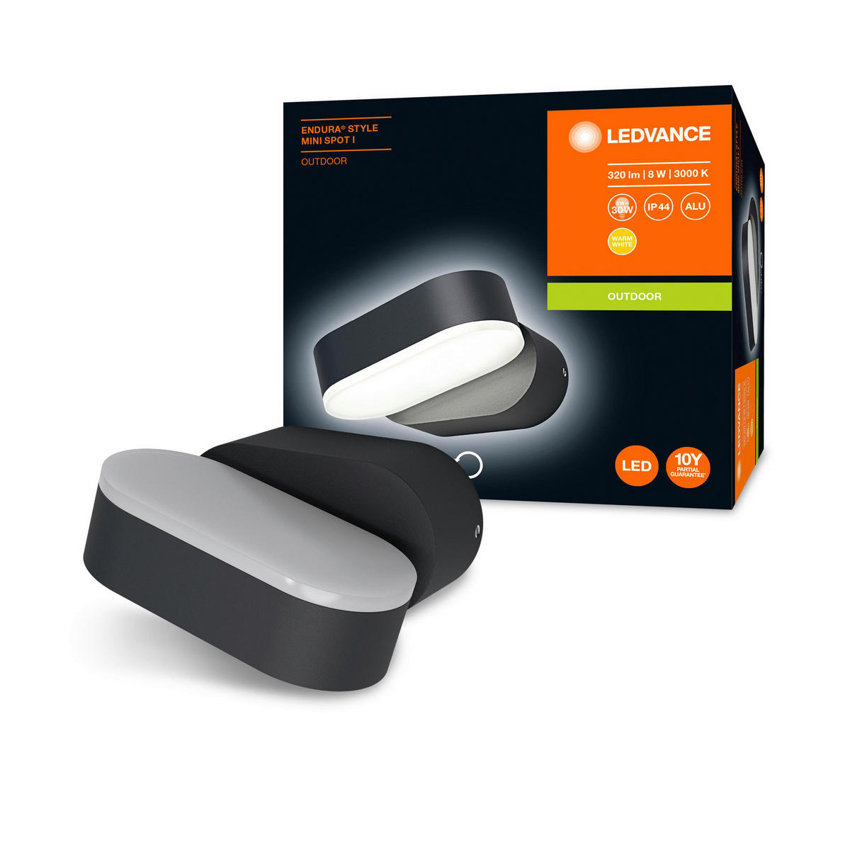 AUßENWANDLEUCHTE Endura Style Mini Spot 10/11/5,4 cm   - Dunkelgrau/Weiß, Basics, Kunststoff/Metall (10/11/5,4cm) - Ledvance