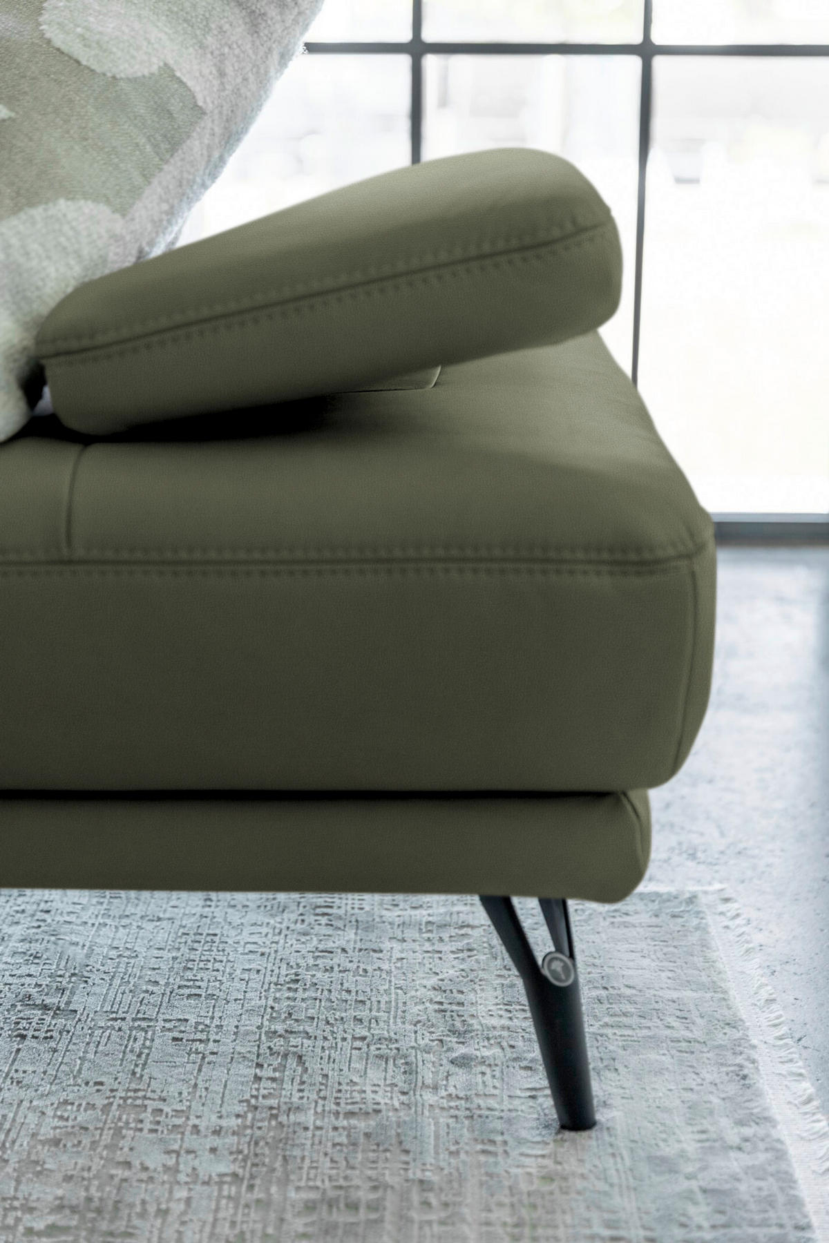 ECKSOFA JOOP! STUDIO in Echtleder Olivgrün  301/180 cm  - Schwarz/Olivgrün, KONVENTIONELL, Leder/Metall (301/180cm) - Joop!