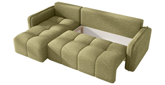 ECKSOFA Hellgrün Flachgewebe Zierkissen, Rückenkissen, Bettkasten, Schlaffunktion, Rücken echt, Liegefläche im Originalstoff  - Schwarz/Hellgrün, MODERN, Kunststoff/Textil (142/240cm) - Carryhome