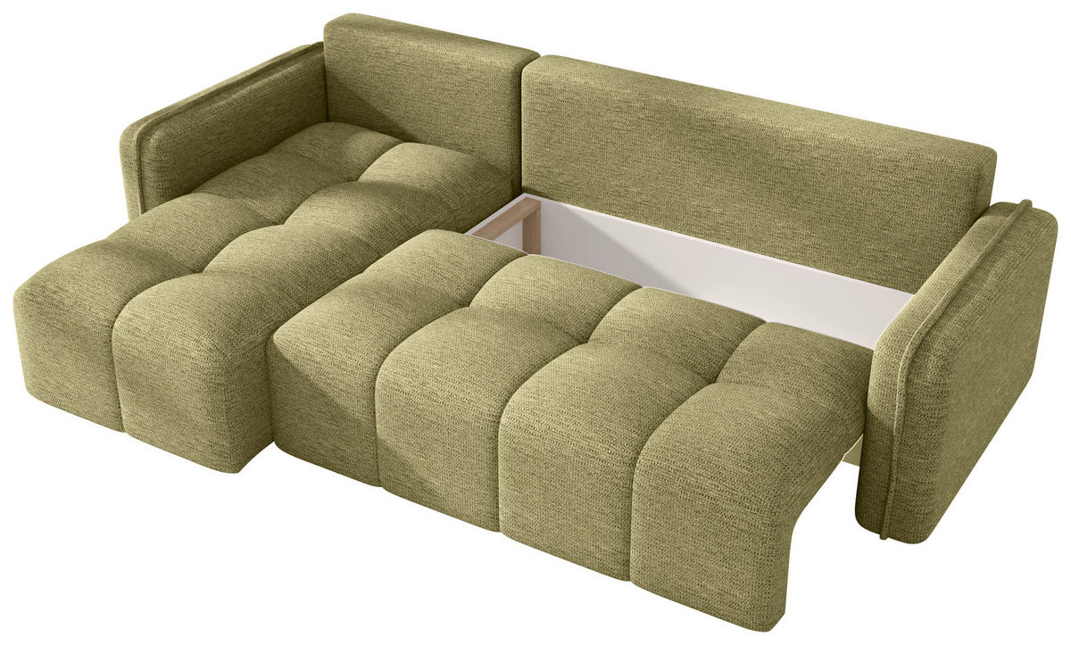 ECKSOFA  in Flachgewebe Hellgrün  - Schwarz/Hellgrün, MODERN, Kunststoff/Textil (142/240cm) - Carryhome