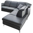 ECKSOFA in Echtleder Anthrazit - Chromfarben/Anthrazit, KONVENTIONELL, Leder/Metall (292/242cm) - Cantus