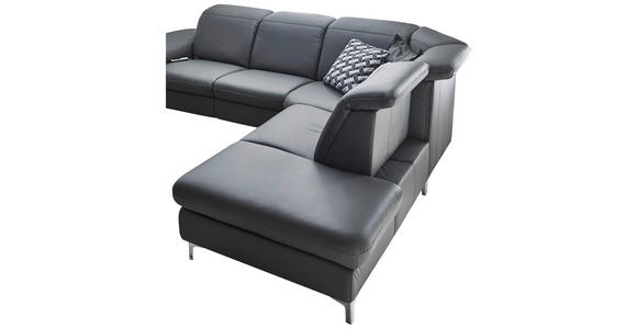 ECKSOFA in Echtleder Anthrazit - Chromfarben/Anthrazit, KONVENTIONELL, Leder/Metall (292/242cm) - Cantus