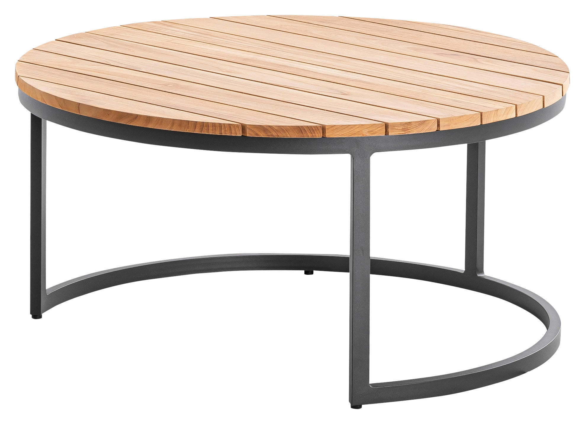 LOUNGETISCH 80/80/41 cm Holz Teakfarben rund  - Anthrazit/Teakfarben, Basics, Holz/Metall (80/80/41cm)