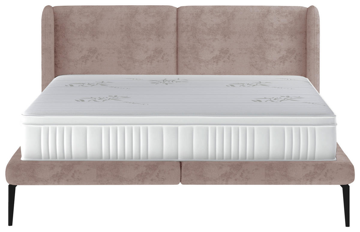 KÁRPITOZOTT ÁGY 180/200 cm  bézs  - bézs/fekete, Modern, textil/fém (180/200cm) - Livetastic
