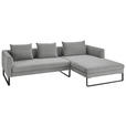 ECKSOFA  in Feincord Grau  284/178 cm  - Schwarz/Grau, KONVENTIONELL, Textil/Metall (284/178cm) - Hom`in