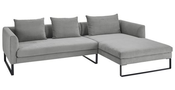 ECKSOFA  in Feincord Grau  284/178 cm  - Schwarz/Grau, KONVENTIONELL, Textil/Metall (284/178cm) - Hom`in
