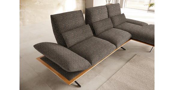 ECKSOFA in Flachgewebe Dunkelbraun  - Dunkelbraun/Schwarz, Design, Holz/Textil (314/159cm) - Dieter Knoll