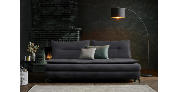 SCHLAFSOFA in Flachgewebe Dunkelgrau - Dunkelgrau/Schwarz, MODERN, Textil/Metall (208/73/92/102cm) - Novel