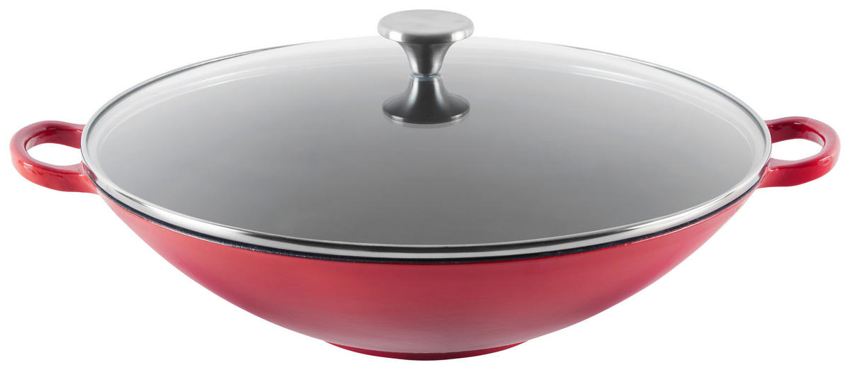 WOK 36 cm  - röd/svart, Klassisk, metall/glas (36cm) - Homeware Profession.