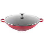 WOK Beef & More Emaille 36 cm  - Transparent/Rot, KONVENTIONELL, Glas/Metall (36cm) - Homeware Profession.