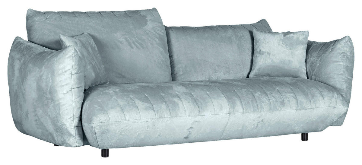 BIG SOFFA i plysch mintgrön  - mintgrön/svart, Klassisk, textil/plast (240/78/107cm) - MID.YOU