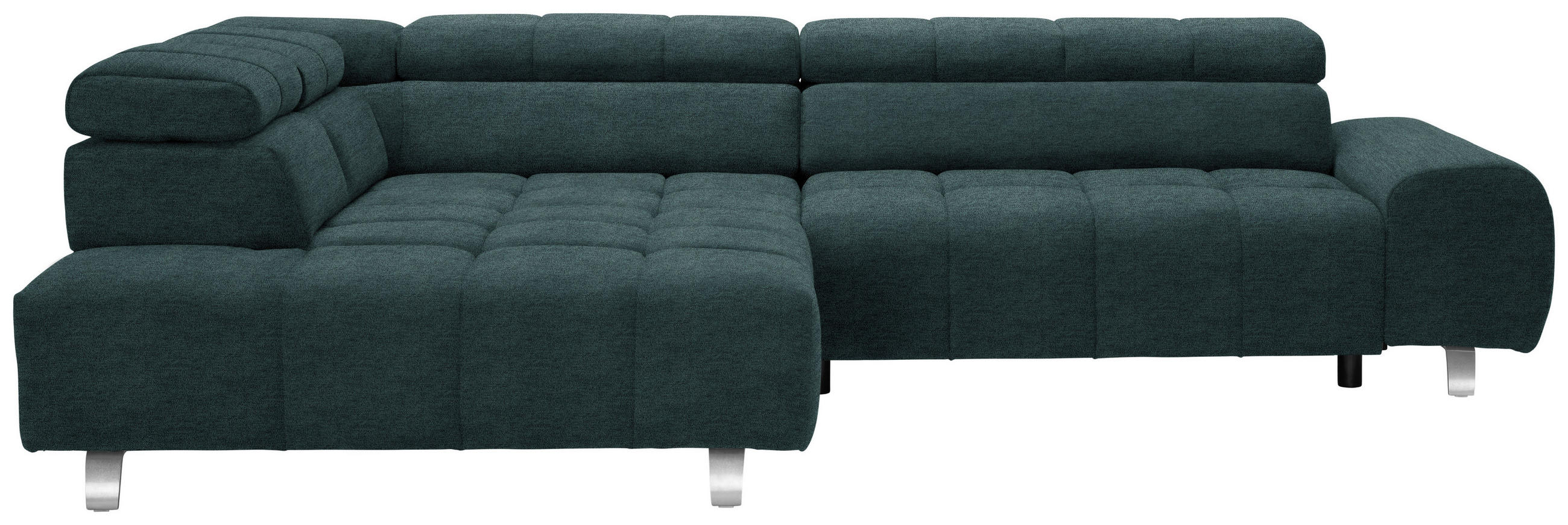 ECKSOFA in Webstoff Dunkelgrün  201/295 cm  - Dunkelgrün/Dunkelgrau, Design, Textil/Metall (201/295cm) - Hom`in