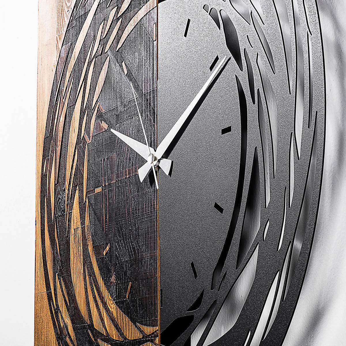 WANDUHR Schwarz, Walnussfarben 58/58/3 cm  - Walnussfarben/Schwarz, LIFESTYLE, Metall (58/58/3cm)