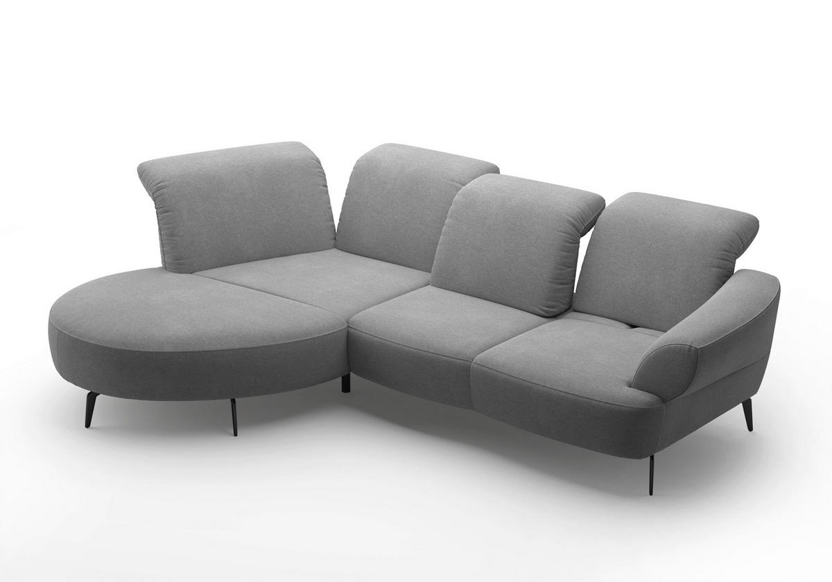 ECKSOFA in Mikrofaser Grau  - Schwarz/Grau, Modern, Textil/Metall (208/313cm) - Sit & More