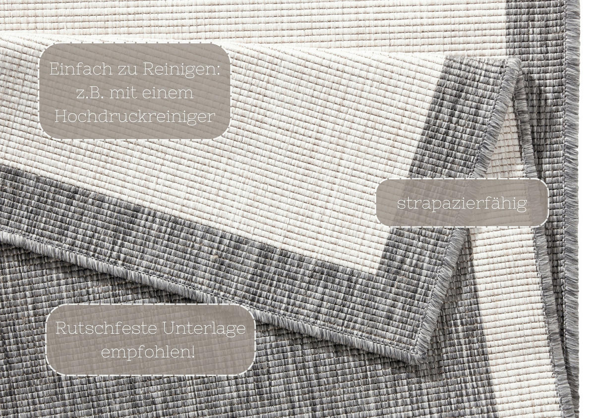 LÄUFER 80/250 cm Twin  - Creme/Grau, Design, Kunststoff (80/250cm)