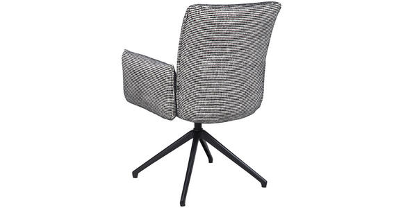 ARMLEHNSTUHL  Sitzfläche 360° drehbar, inklusive Armlehnen, automatische Rückholfunktion Webstoff  - Schwarz/Weiß, Design, Textil/Metall (65/91/65cm) - Novel