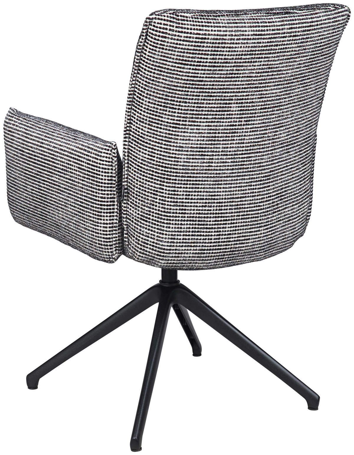 ARMLEHNSTUHL  Sitzfläche 360° drehbar, inklusive Armlehnen, automatische Rückholfunktion Webstoff  - Schwarz/Weiß, Design, Textil/Metall (65/91/65cm) - Novel