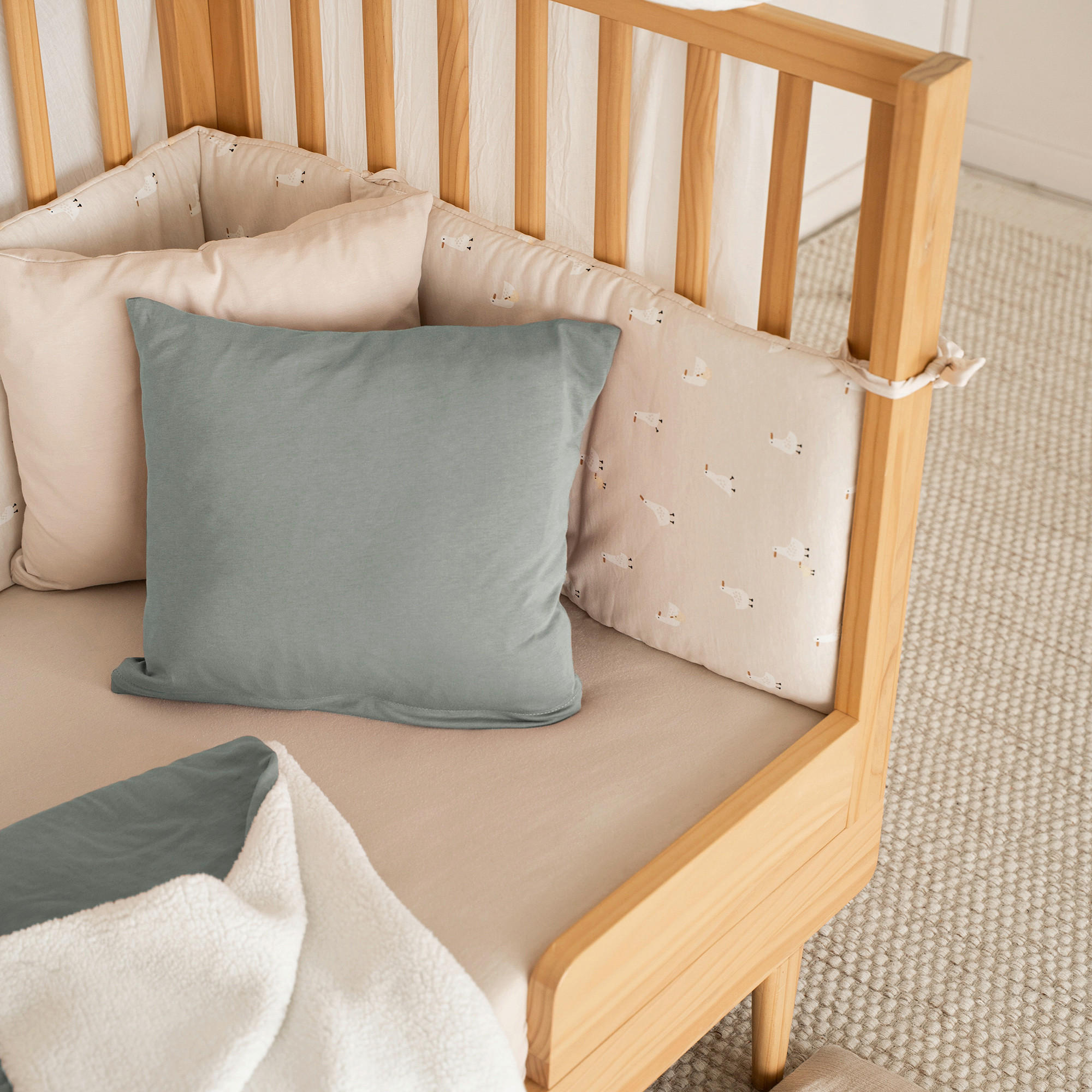 BABYBETTWÄSCHE 100/135 cm  - Salbeigrün, Basics, Textil (100/135cm) - Zöllner