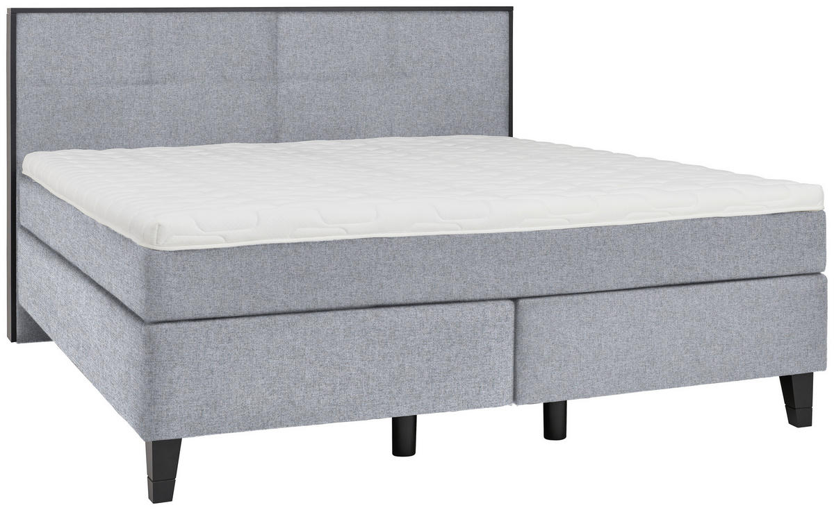 BOXSPRINGBETT 200/200 cm  in Hellgrau  - Hellgrau/Schwarz, Design, Holz/Textil (200/200cm) - Hom`in