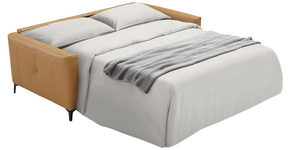 SCHLAFSOFA  in Echtleder Cognac  - Cognac/Schwarz, Design, Leder/Metall (191/89/97cm) - Novel