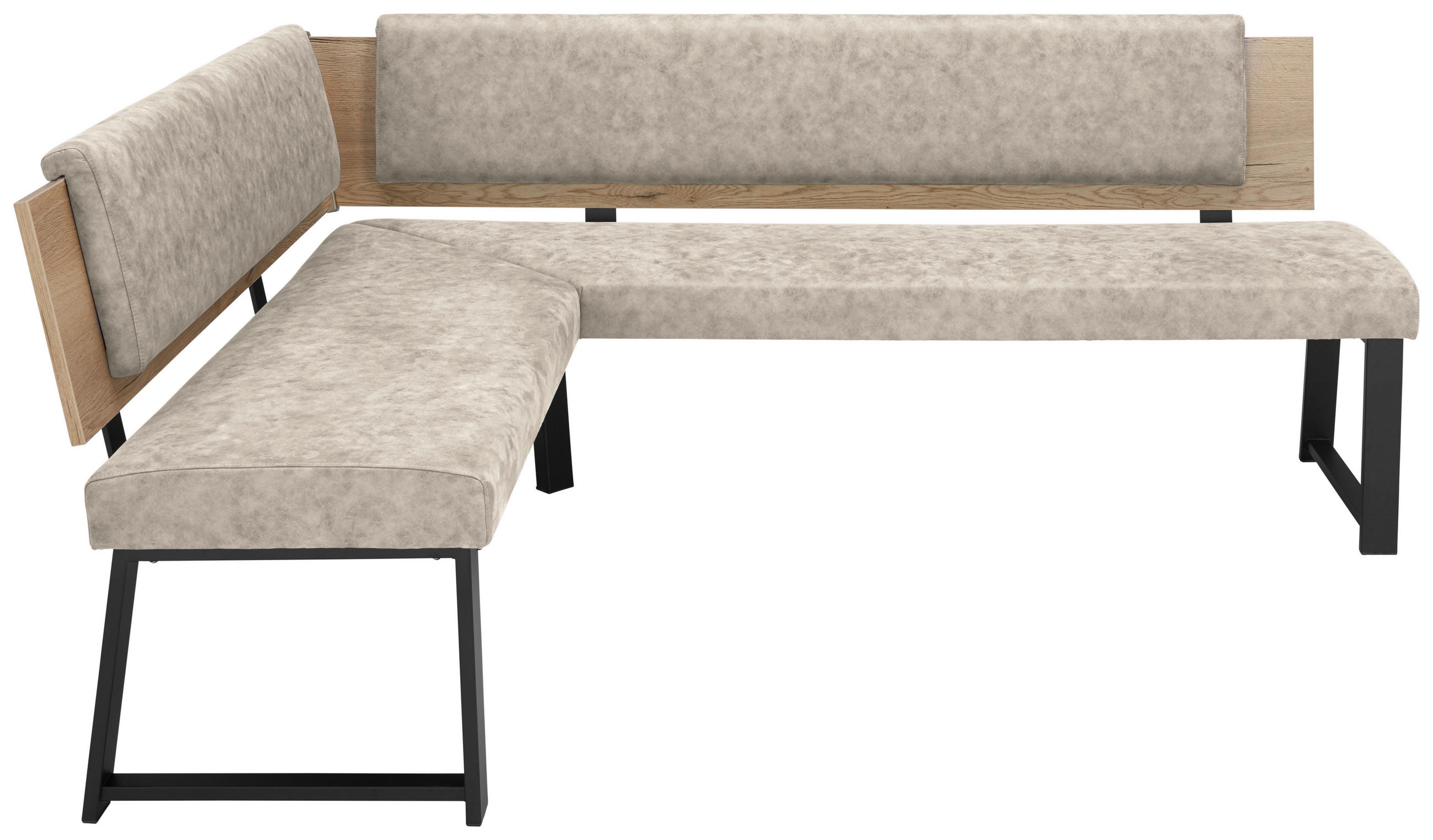 ECKBANK 160/200 cm  in Naturfarben  - Schwarz/Naturfarben, MODERN, Holzwerkstoff/Textil (160/200cm) - Venda