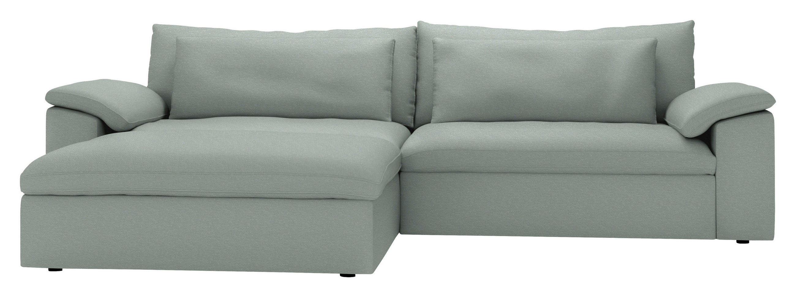 ECKSOFA  Chenille Hellgrau  - Hellgrau/Schwarz, Modern, Kunststoff/Textil (198/306cm) - Carryhome