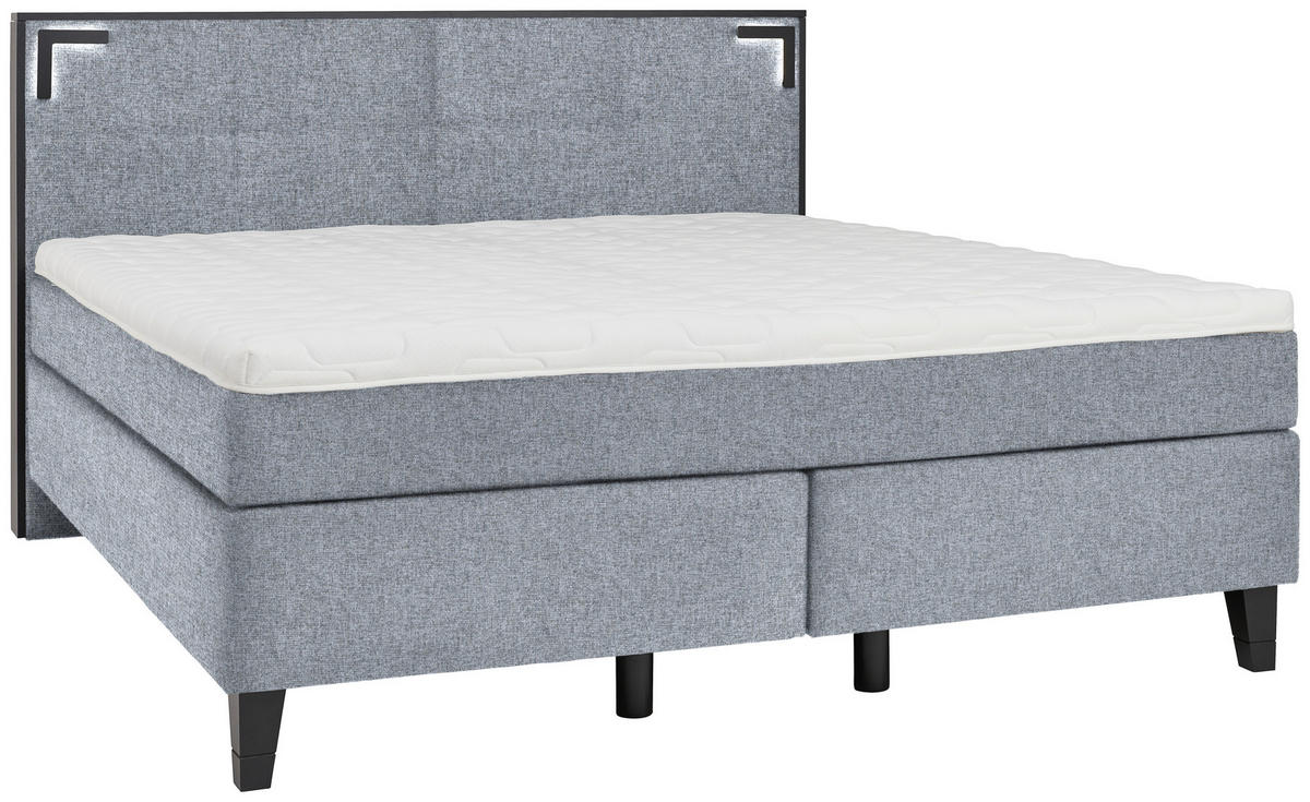 BOXSPRINGBETT 200/200 cm  in Grau  - Schwarz/Grau, Design, Holz/Textil (200/200cm) - Hom`in