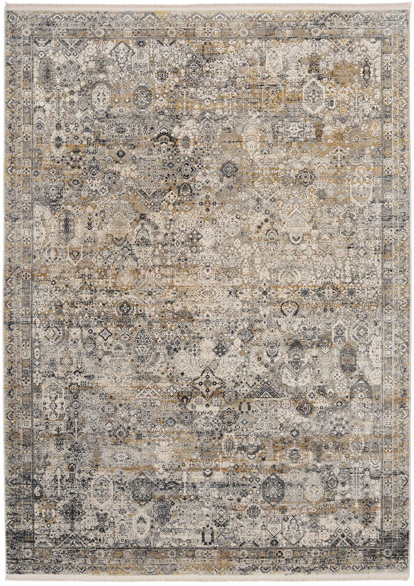 Dieter Knoll Webteppich Toulon Grau, Gold 67x130 cm