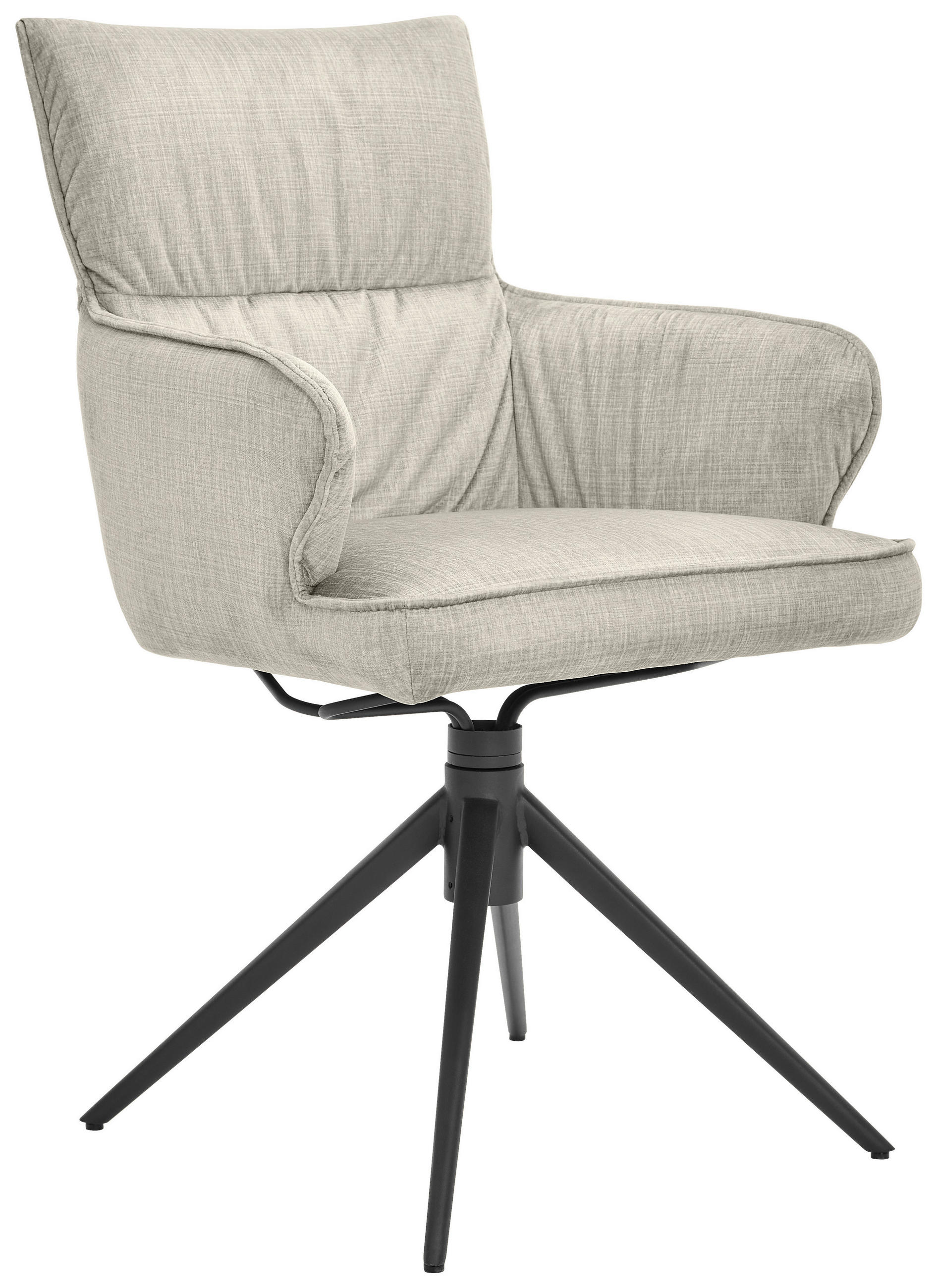 ARMLEHNSTUHL  Typenauswahl, Wippfunktion, Sitzfläche 360° drehbar, automatische Rückholfunktion Velours  Hellgrau  - Hellgrau/Schwarz, Design, Textil/Metall (58/91/62cm) - Dieter Knoll