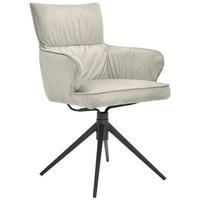 ARMLEHNSTUHL  Typenauswahl, Wippfunktion, Sitzfläche 360° drehbar, automatische Rückholfunktion Velours  Hellgrau  - Hellgrau/Schwarz, Design, Textil/Metall (58/91/62cm) - Dieter Knoll