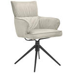 ARMLEHNSTUHL  Typenauswahl, Wippfunktion, Sitzfläche 360° drehbar, automatische Rückholfunktion Velours  Hellgrau  - Hellgrau/Schwarz, Design, Textil/Metall (58/91/62cm) - Dieter Knoll