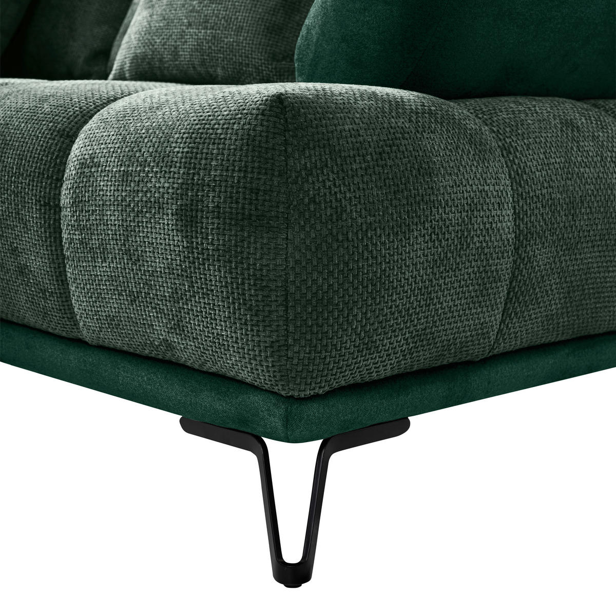 HÖRNSOFFA i chenille mörkgrön  - svart/mörkgrön, Modern, metall/textil (184/262cm) - MID.YOU