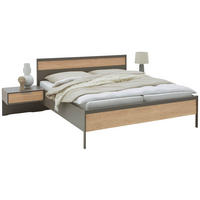 POSTEĽ S NOČNÝMI STOLÍKMI, 180/200 cm, farba duba, bridlicová - farba duba/bridlicová, Konventionell, drevo/kompozitné drevo (180/200cm) - Dieter Knoll
