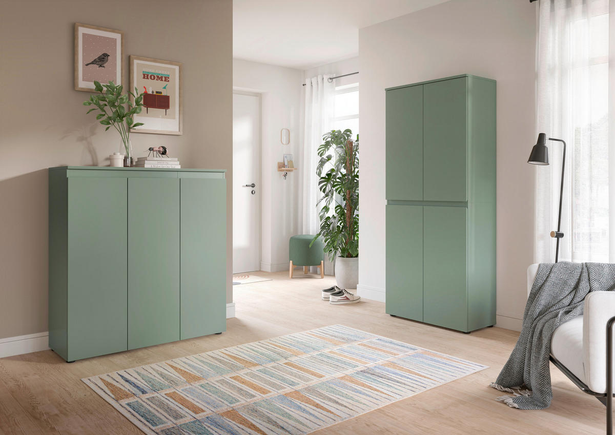 GARDEROBENSCHRANK  in 190/175/37 cm  - Schwarz/Graugrün, Design, Holzwerkstoff/Kunststoff (190/175/37cm) - Livetastic