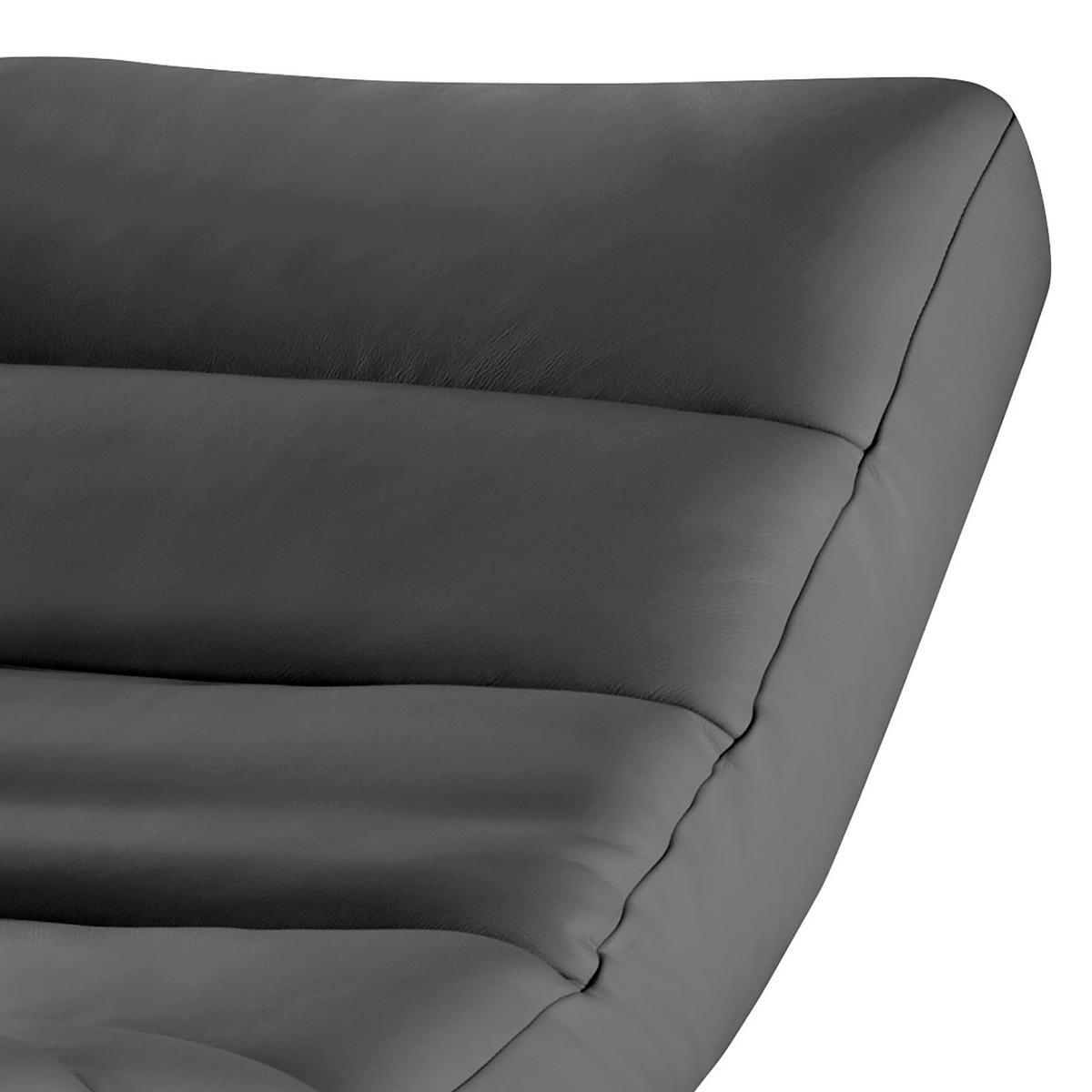 RELAXLIEGE in Mikrofaser Dunkelgrau  - Dunkelgrau/Schwarz, Design, Textil/Metall (65/65-95/171cm) - Livetastic