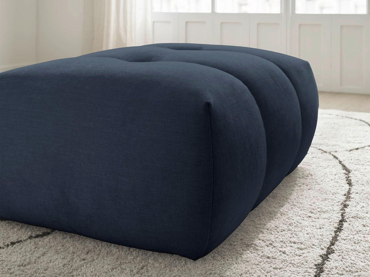 HOCKER FUJI  Leinenoptik Dunkelblau  - Schwarz/Dunkelblau, MODERN, Kunststoff/Textil (112/44/80cm)