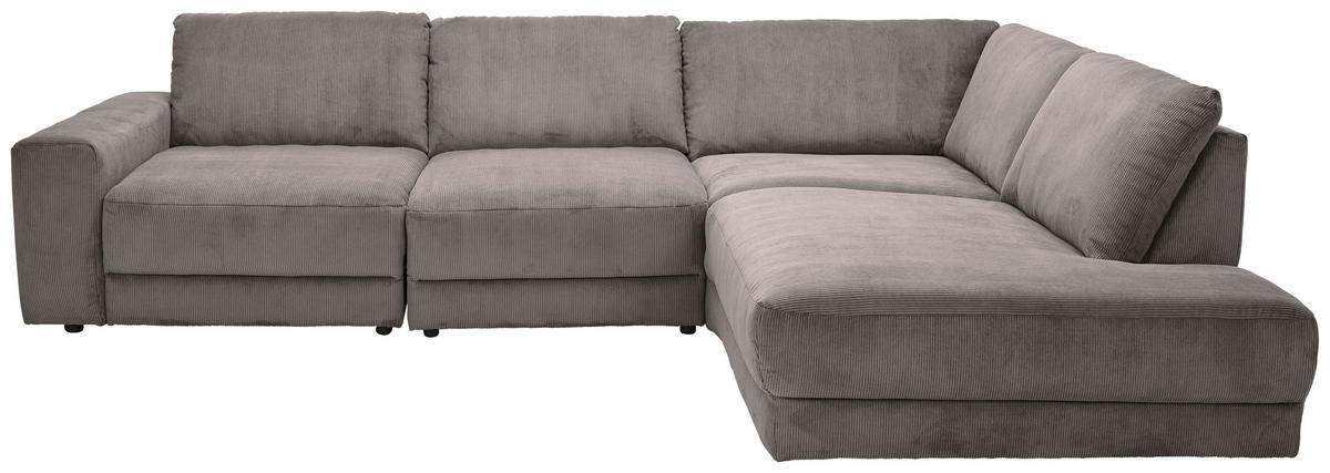 ECKSOFA in Feincord Taupe  - Taupe/Schwarz, Design, Kunststoff/Textil (316/242cm) - Niels Andersson