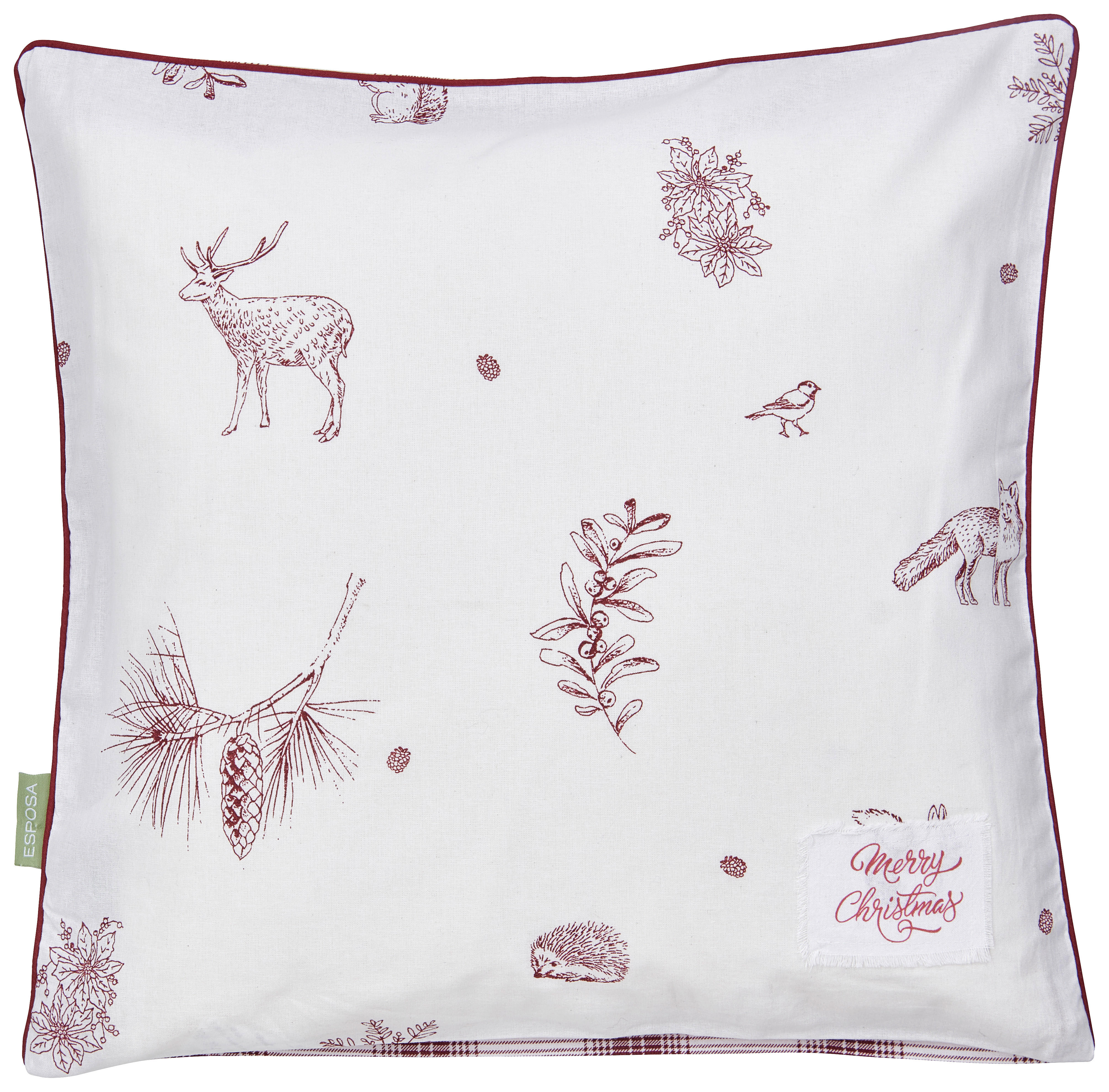 POTAH NA POLŠTÁŘ  40/40 cm - bílá/červená, Konvenční, textil (40/40cm) - Esposa