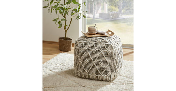 POUF Flachgewebe geometrisch 45/45/45 cm  - Grau, LIFESTYLE, Textil (45/45/45cm) - Linea Natura